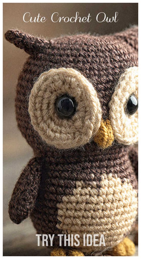 brown owl amigurumi crochet close up cute plush try this idea