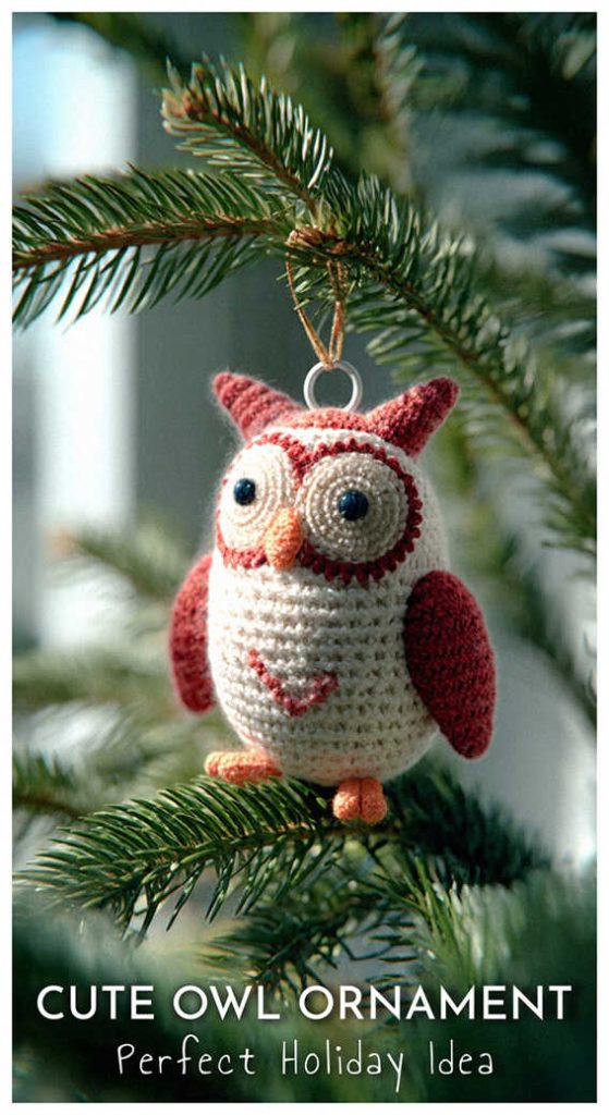 owl ornament amigurumi crochet cute plush tree decor idea