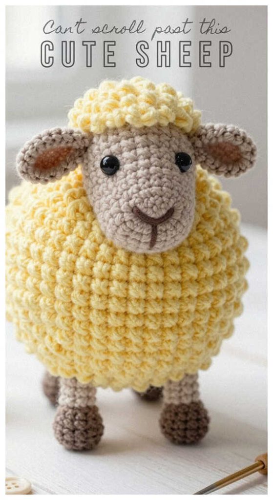 yellow sheep amigurumi crochet cute fluffy plush handmade toy idea