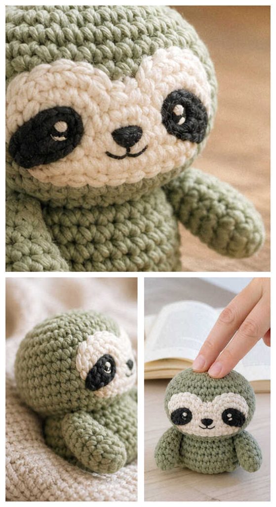 cute sloth amigurumi crochet soft plush close up idea