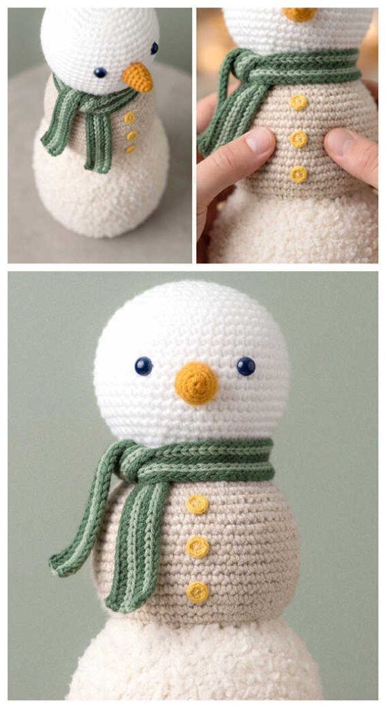 small snowman amigurumi crochet cute plush simple winter decor idea