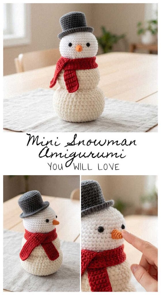 cute snowman amigurumi crochet tiny plush holiday gift idea