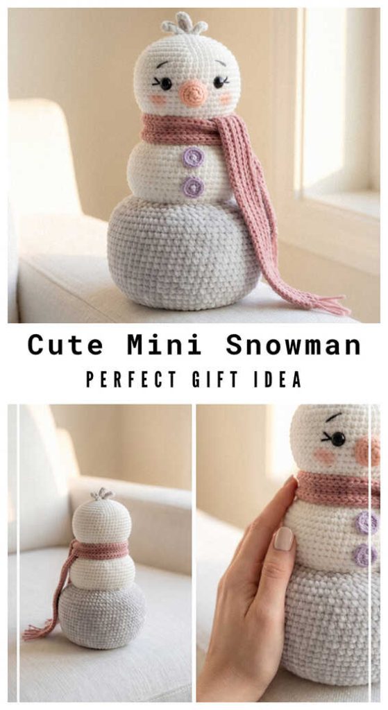 mini hat snowman amigurumi crochet cute plush winter idea