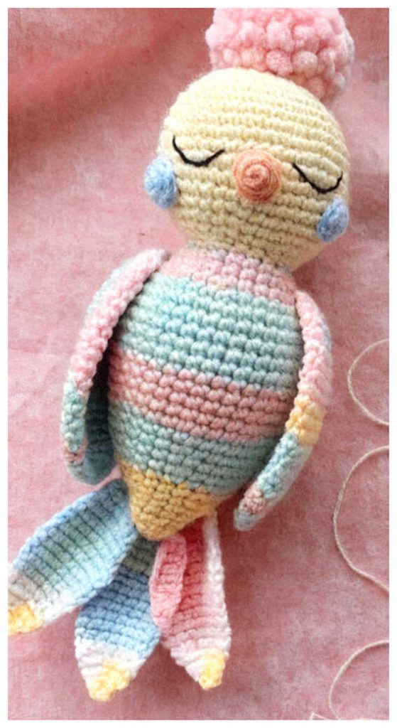 pastel bird amigurumi crochet pattern soft cute gift idea perfect for spring nursery decor