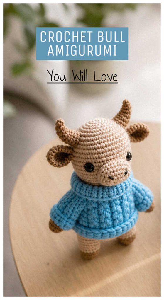 blue bull amigurumi crochet soft plush toy idea
