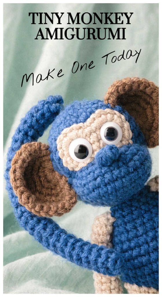 blue monkey amigurumi crochet cute plush baby toy idea