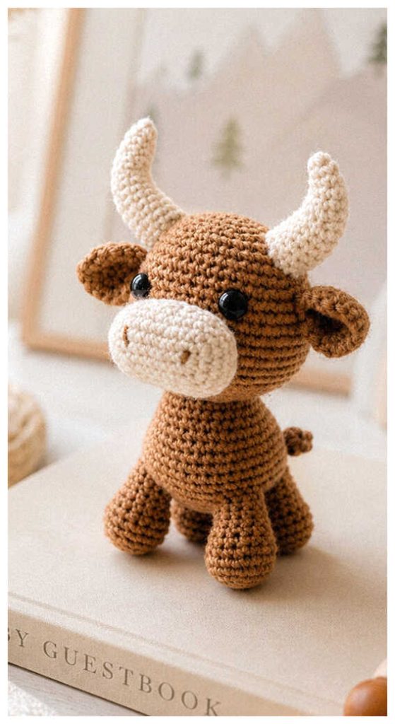 brown bull amigurumi crochet cute plush handmade idea