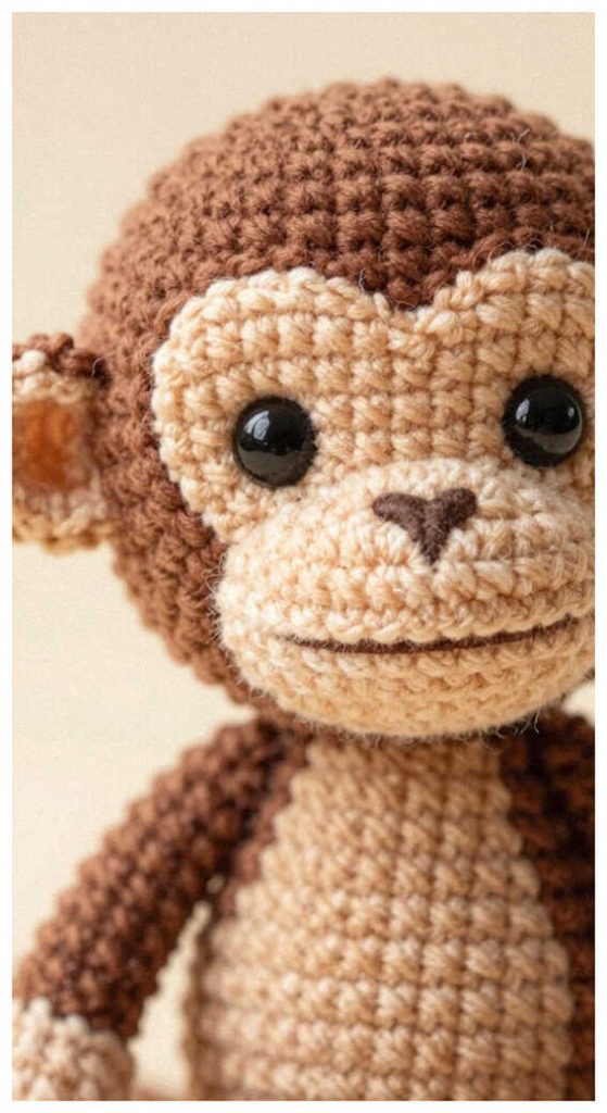 blue monkey amigurumi crochet striped plush cozy handmade idea