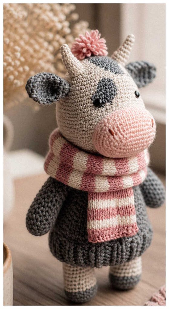 bull amigurumi crochet plush toy cozy handmade idea