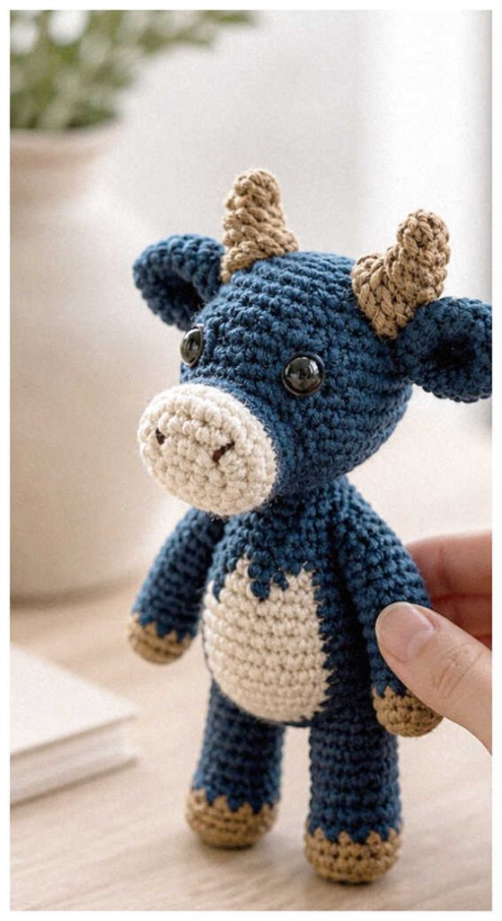 cute bull plush amigurumi crochet soft toy idea