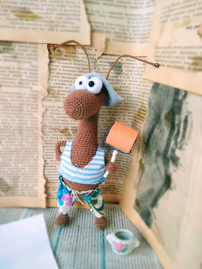 cockroach amigurumi crochet doll in summer outfit free pattern