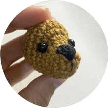 Crochet puppy amigurumi head in progress