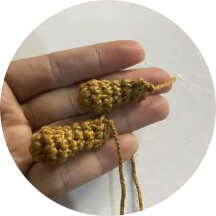 Crochet puppy amigurumi legs in progress