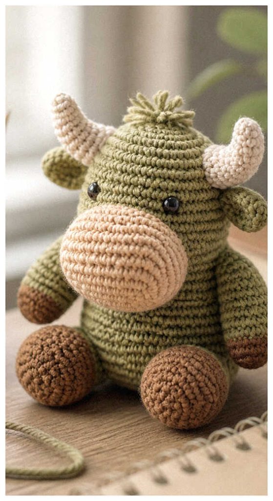 cute bull amigurumi crochet plush handmade toy idea