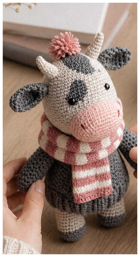 cute bull crochet amigurumi soft plush gift idea