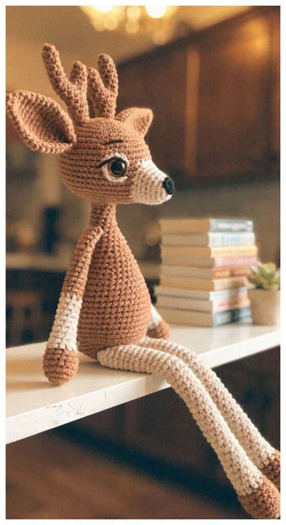 tall deer amigurumi crochet long legs cute plush decor idea