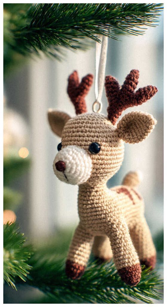 tiny deer amigurumi crochet cute plush woodland toy idea