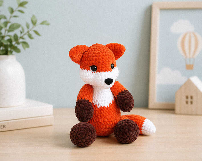 Cute fox amigurumi crochet plush toy