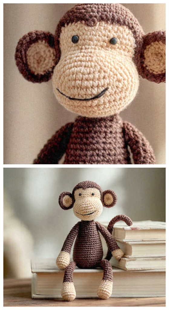 monkey amigurumi crochet close up face cute plush soft idea