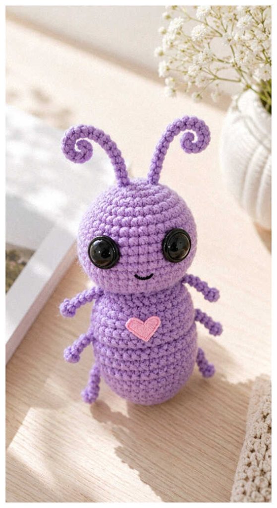Collage of tiny crochet bug amigurumi plush designs