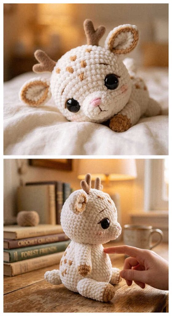 mini deer amigurumi crochet in hand cute plush toy idea