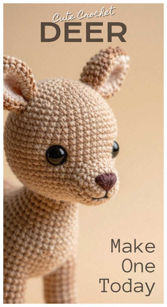 deer amigurumi crochet close up cute plush soft handmade idea
