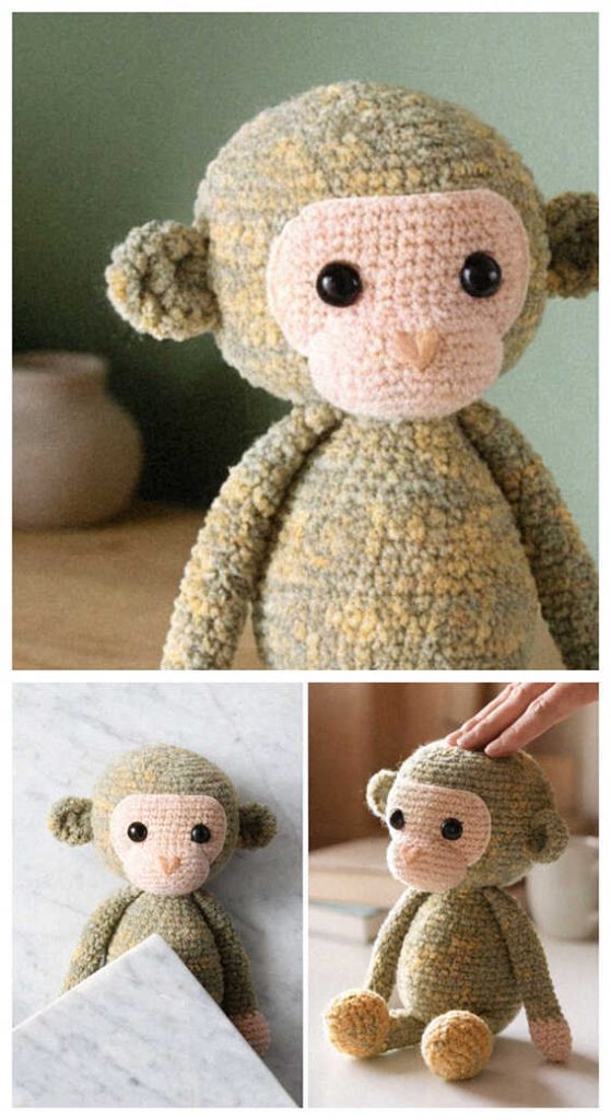 tiny monkey amigurumi crochet simple plush cute toy idea