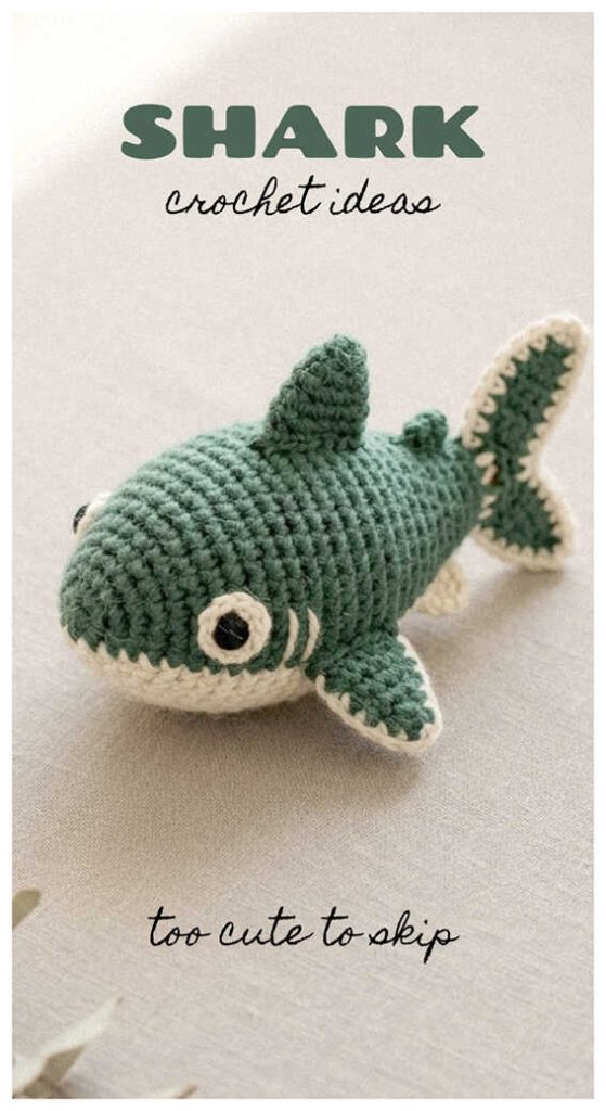 Green shark amigurumi crochet plush toy