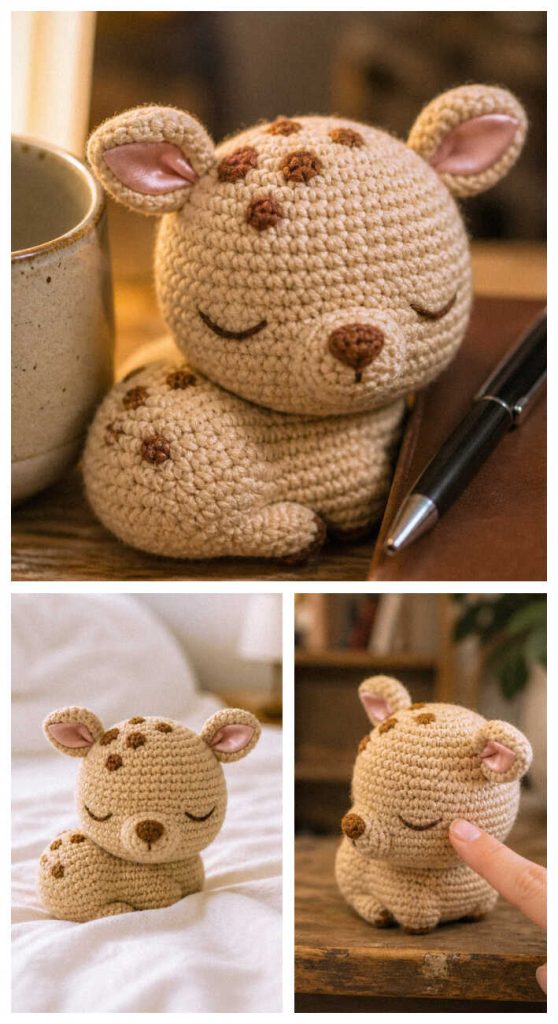 small deer amigurumi crochet sitting cute plush cozy idea