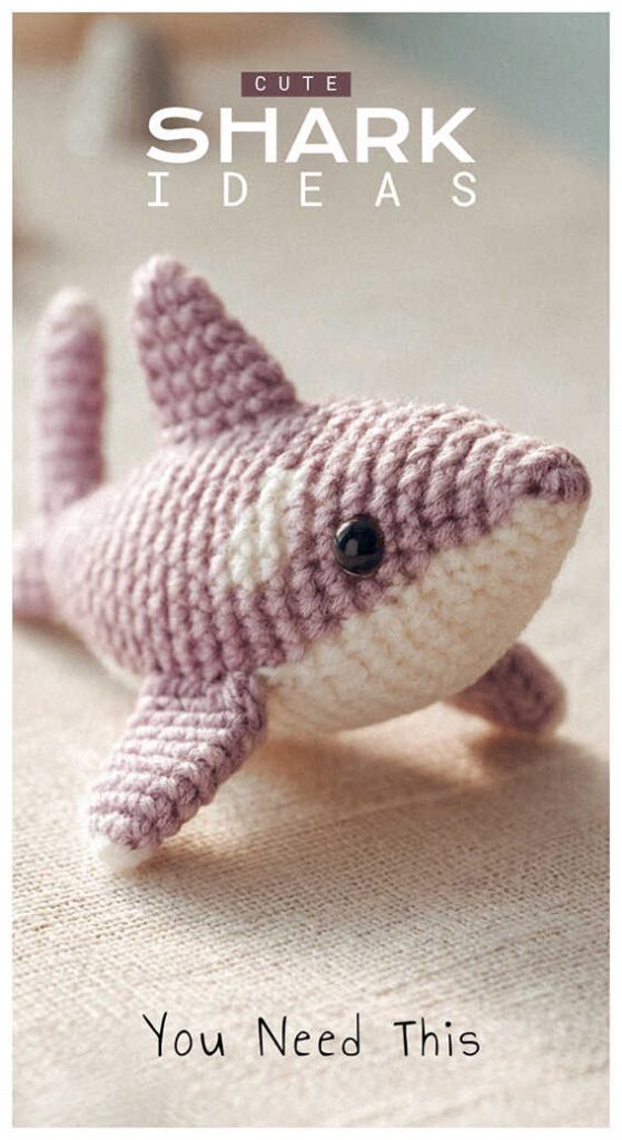Pink shark amigurumi crochet plush toy