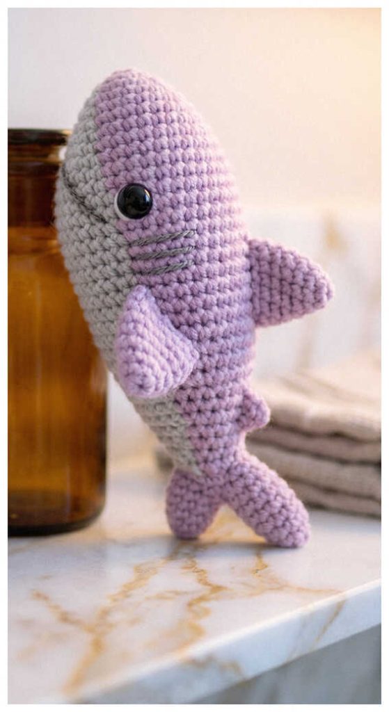 Purple shark amigurumi crochet plush toy