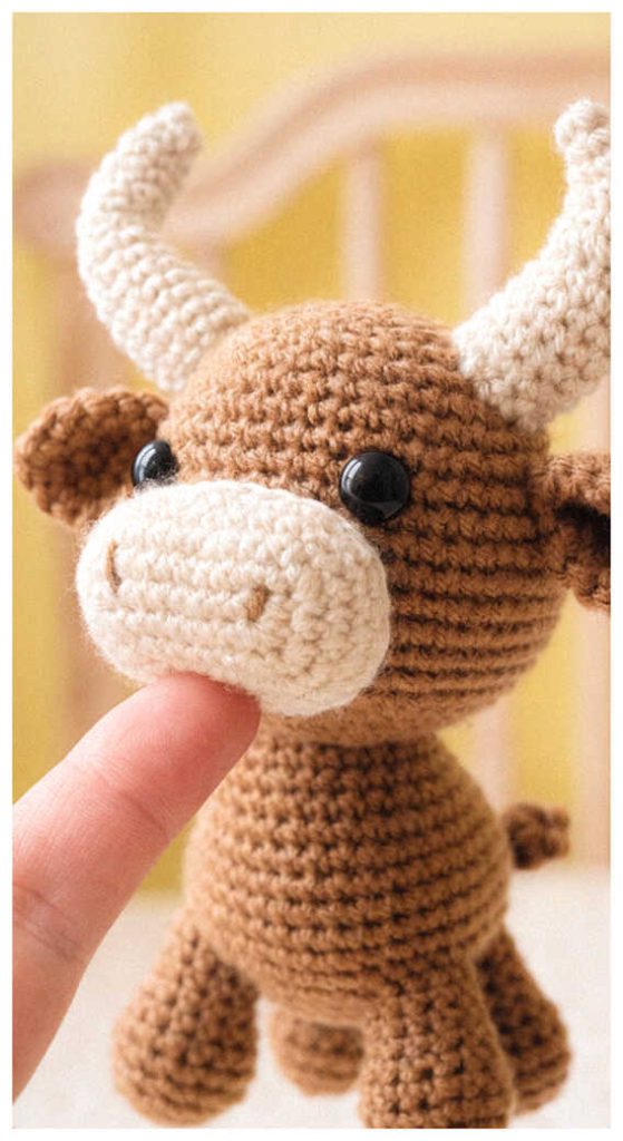 small bull amigurumi crochet cute plush decor idea