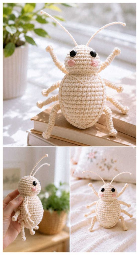Minimal crochet insect plush with soft handmade details