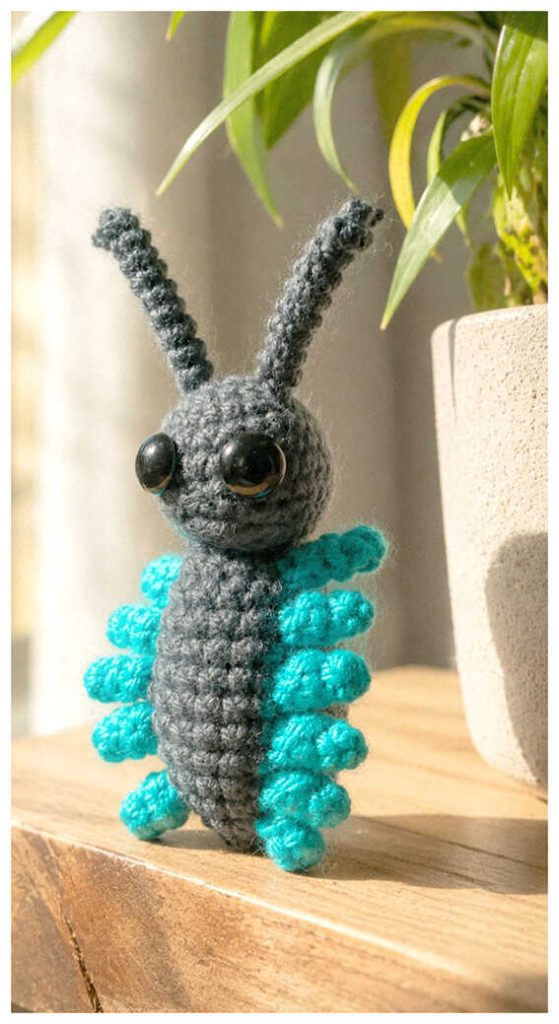 Weird crochet insect plush with playful handmade details