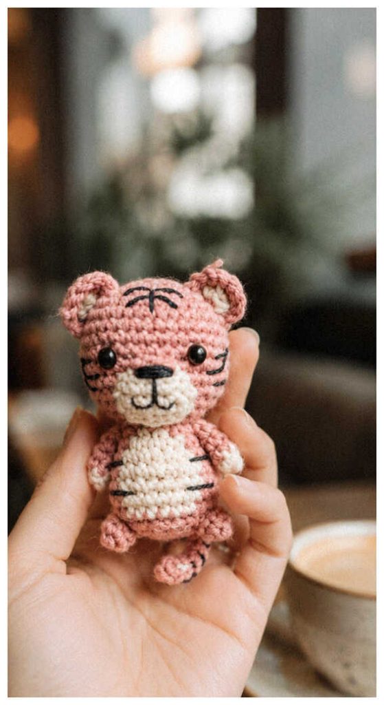 tiny pink tiger amigurumi crochet soft plush idea