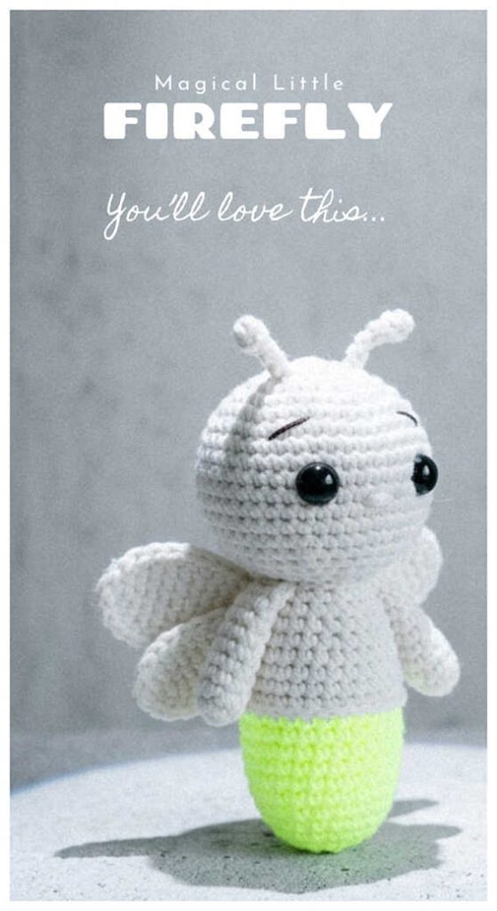 White firefly amigurumi crochet plush toy
