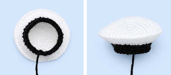 Completed sailor cap before finishing details