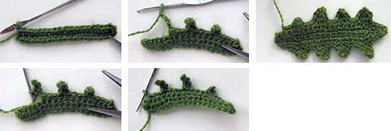 Crochet leaf step by step construction