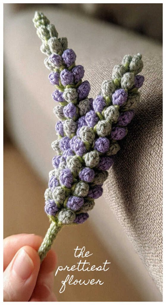 Lavender crochet flower stems