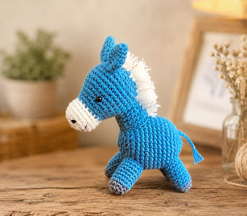 Cute donkey amigurumi crochet plush toy