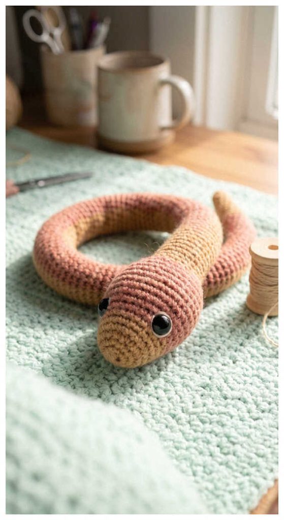 Mini snake amigurumi crochet plush toy