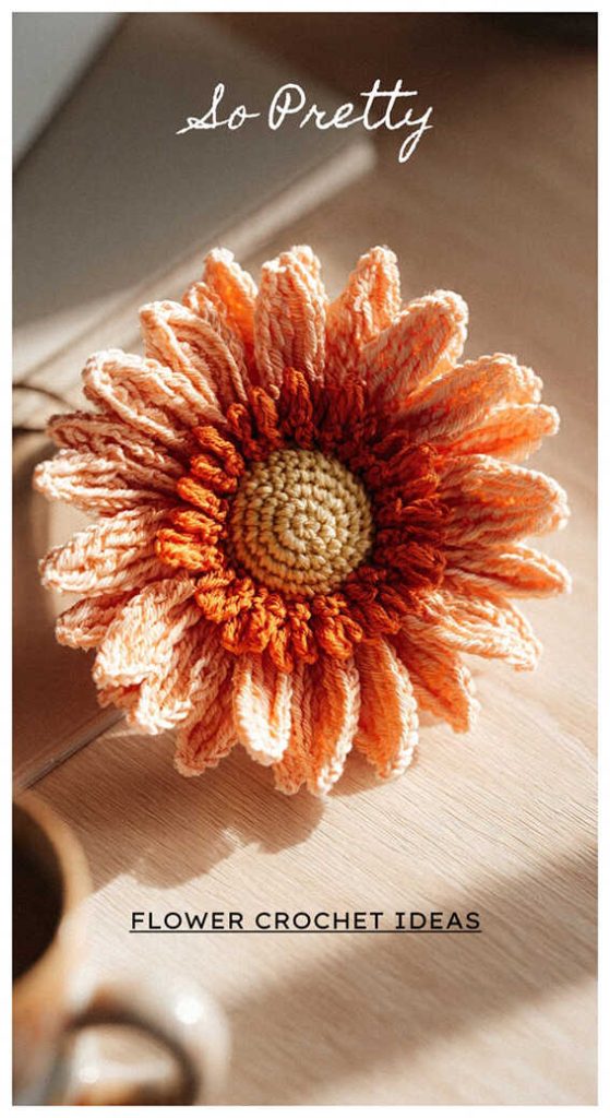 Sunflower crochet flower bouquet
