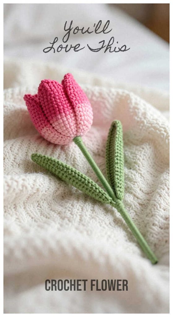 Tulip crochet flower stem